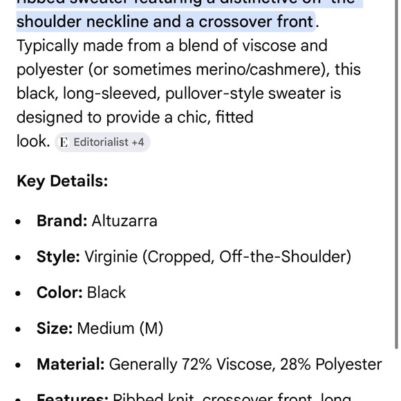 Altuzarra Womens Virginie Sweater - Black Size Medium NWT $795 New Sexy - Picture 16 of 16